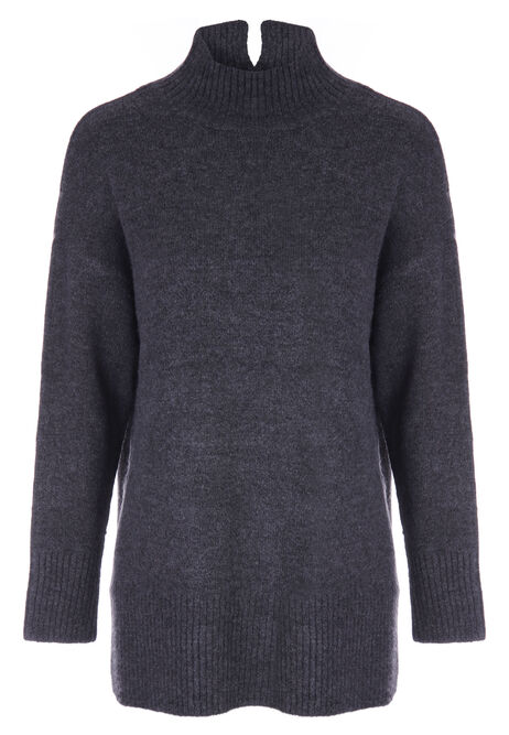 Womens Charcoal Grey Turtle Neck Jumper 
