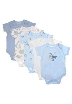 Baby 5pk Blue Dino Bodysuits