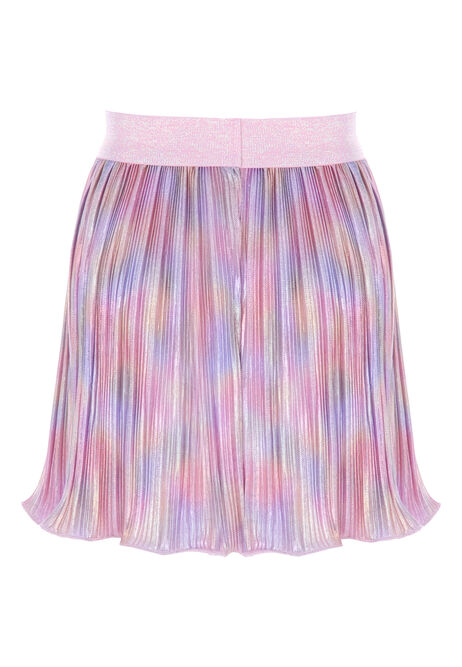 Younger Girls Pink Rainbow Plisse Skirt