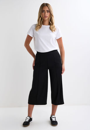 Womens Black & White Piping Culotte Trousers