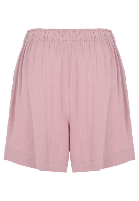 Womens Pink Linen Blend Drawstring Shorts