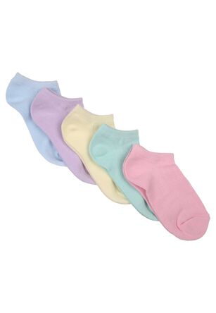 Girls 5pk Pink Pastel No Show Trainer Socks