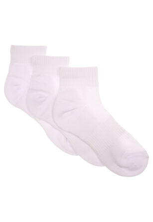 Womens 3pk Plain White Quarter Socks