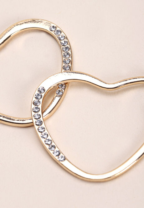 Womens Gold Diamante Heart Shaped Earrings
