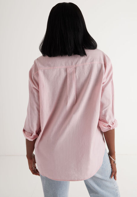 Womens Pink Plain Casual Shirt