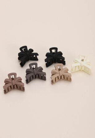 Womens 6pk Mini Neutral Bow Claw Clips