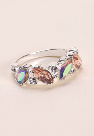 Womens Silver Mixed Stone Ring
