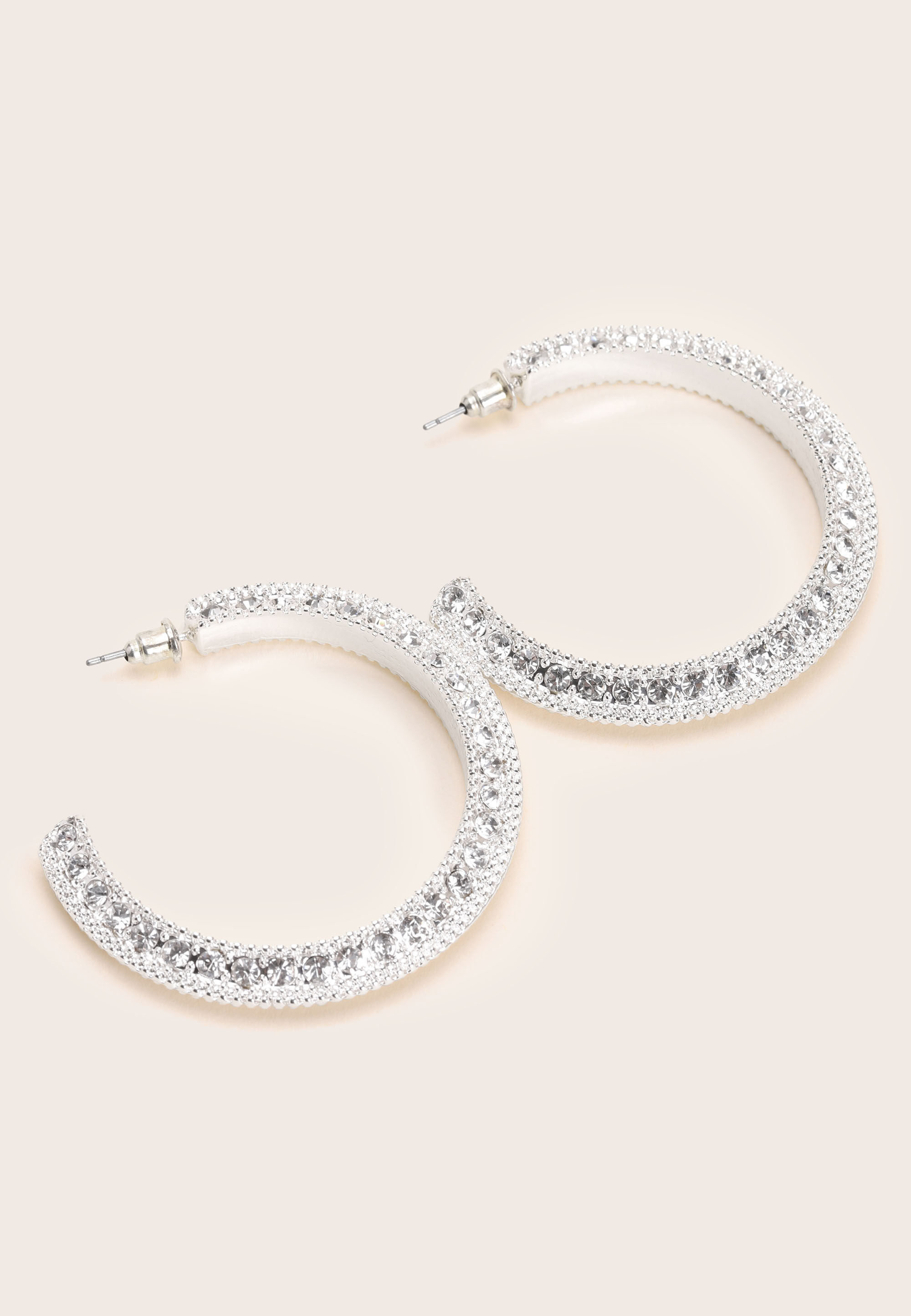 Small silver diamante hoop earrings clearance