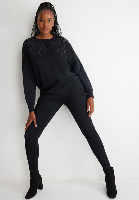 Womens Black Sequin Scatter Sweatshirt