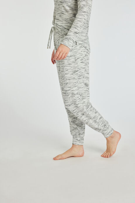  Womens Grey Space-Dye Henley Pyjama Bottoms