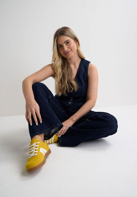 Womens Yellow Retro Gum Sole Trainers