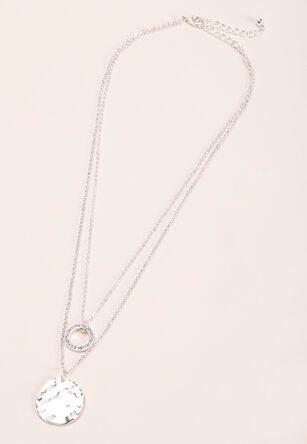 Womens Silver Layer Pendant Necklace