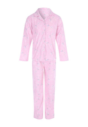 Younger Girls Pink Unicorn Pyjama Set 