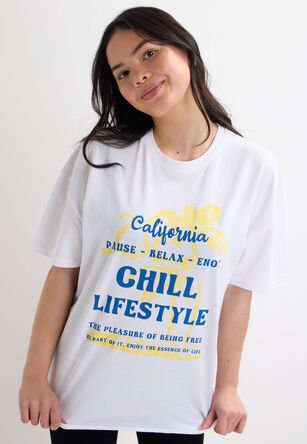 Older Girls White California Lifestyle Oversized T-Shirt