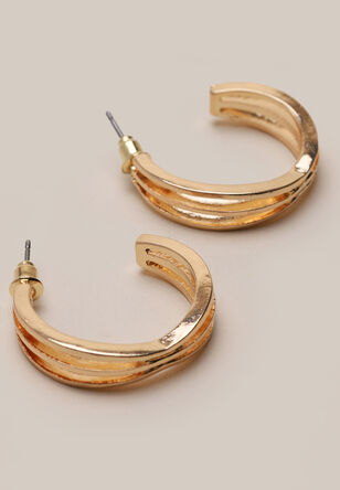 Womens Gold Large Triple Hoop Earrings