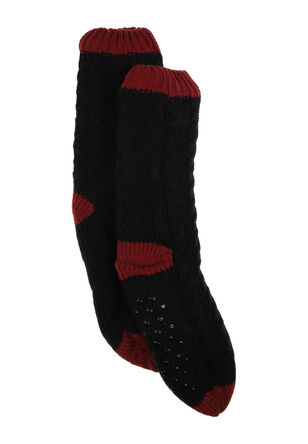 Mens Black & Red Supersoft Slipper Socks 
