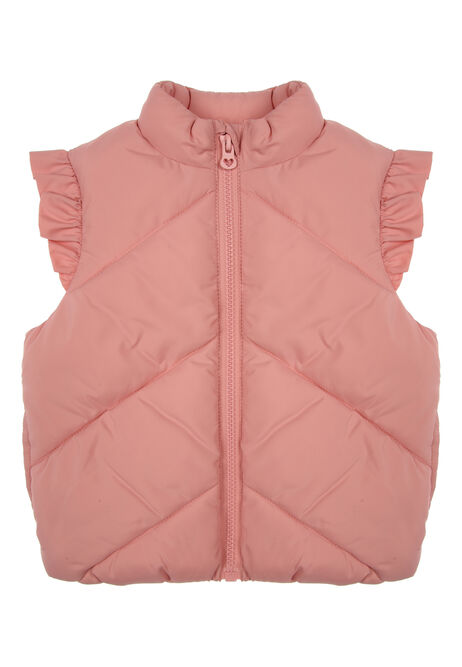 Younger Girls Pale Pink Padded Chevron Gilet