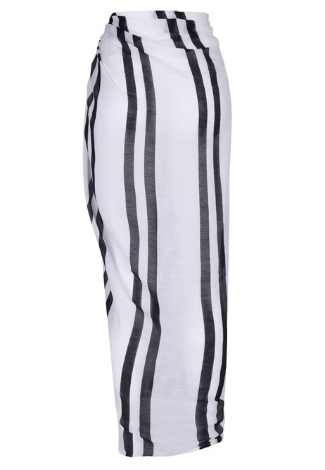 Womens Long Black & White Stripe Sarong