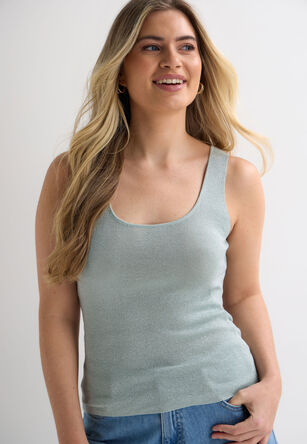 Womens Sage Lurex Jumper Vest Top