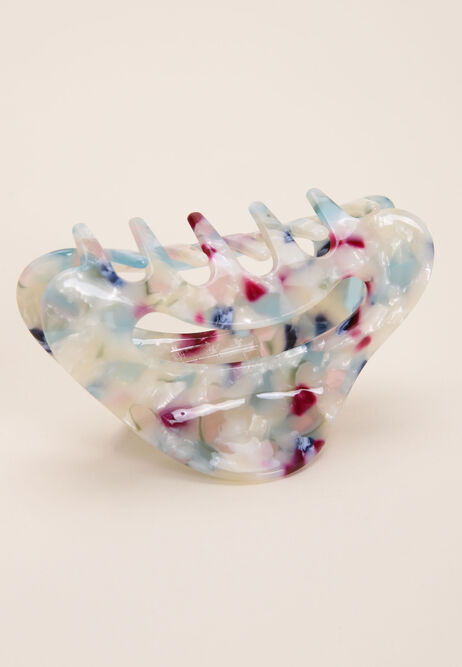 Womens Cream Patterned Semi Circle Claw Hair Clip