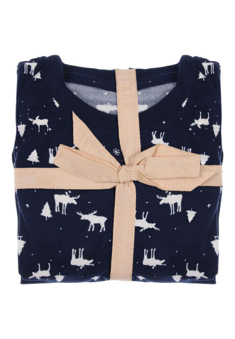 Boys Navy Blue Reindeer Pyjama Set 