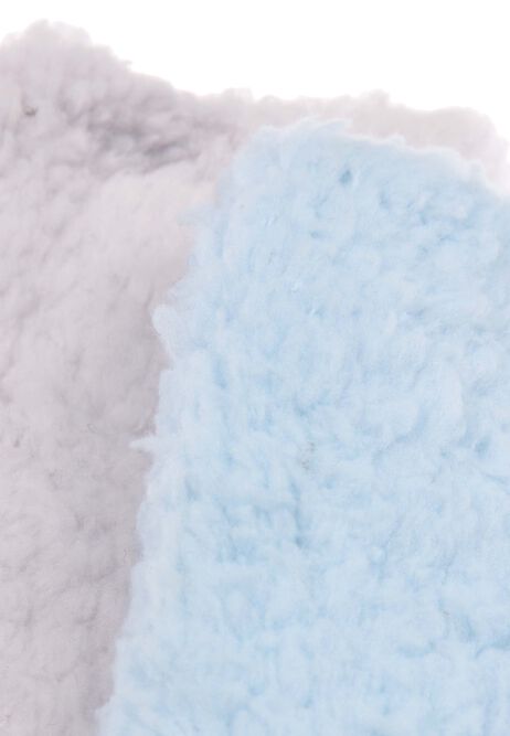Girls 2pk Blue & Grey Teddy Fleece Socks