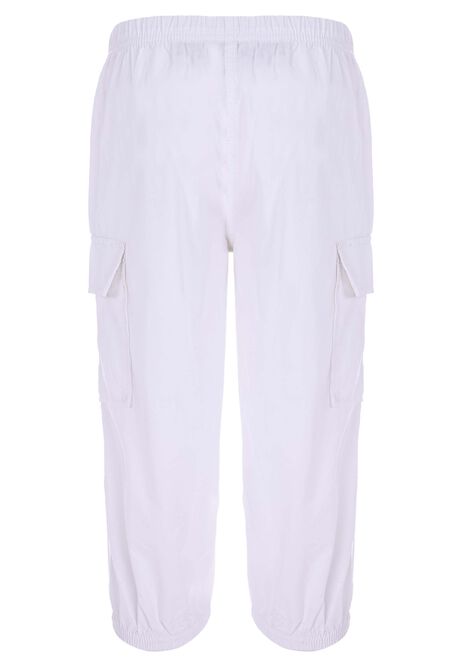 Older Girls White Cargo Cropped Trousers