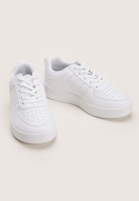 Younger Boys Plain White Trainers