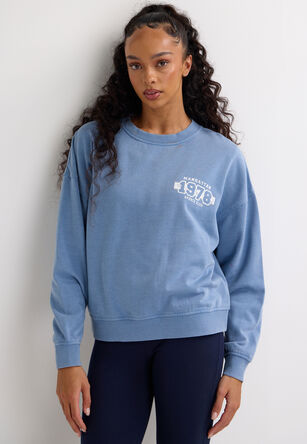 Womens Blue Washed Sports Club Sweatshirt