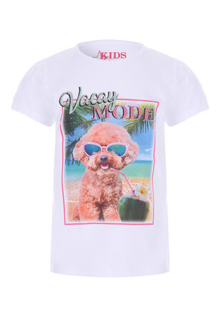 Younger Girls Pink Sequin Puppy T-Shirt