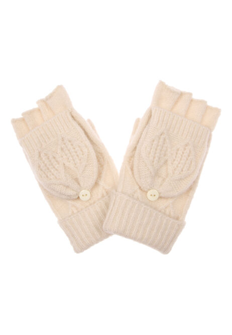 Womens Cream Fliptop Glove