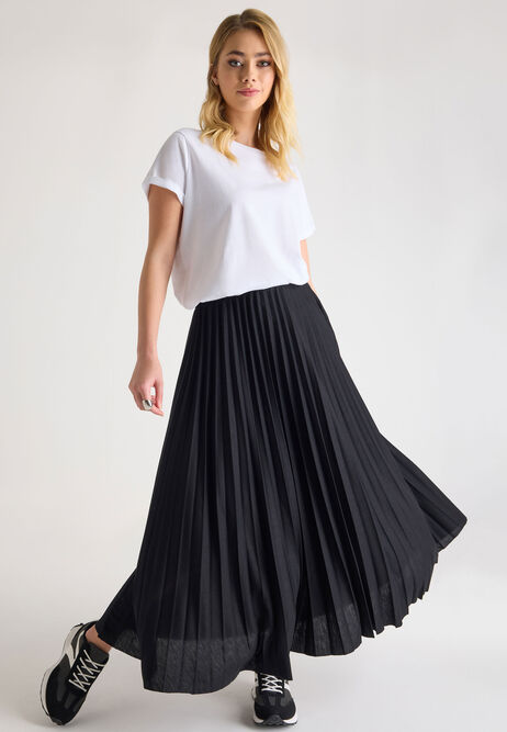 Womens Black Pleated Jersey Skirt