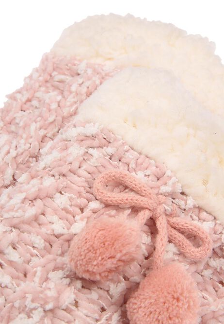 Womens Pink Fur Lined Slipper Socks
