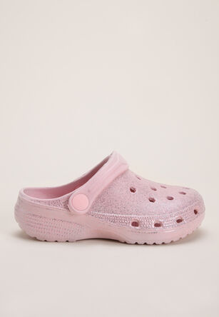 Younger Girl Pink Glitter Clogs
