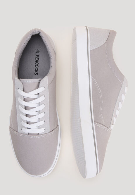 Mens Grey Casual Skater Lace Up Trainer
