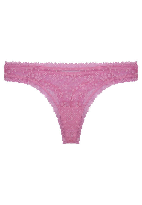 Womens Pink Ditsy Lace Thong