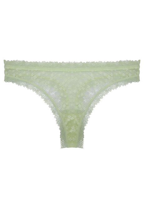 Womens Lime Ditsy Lace Thong