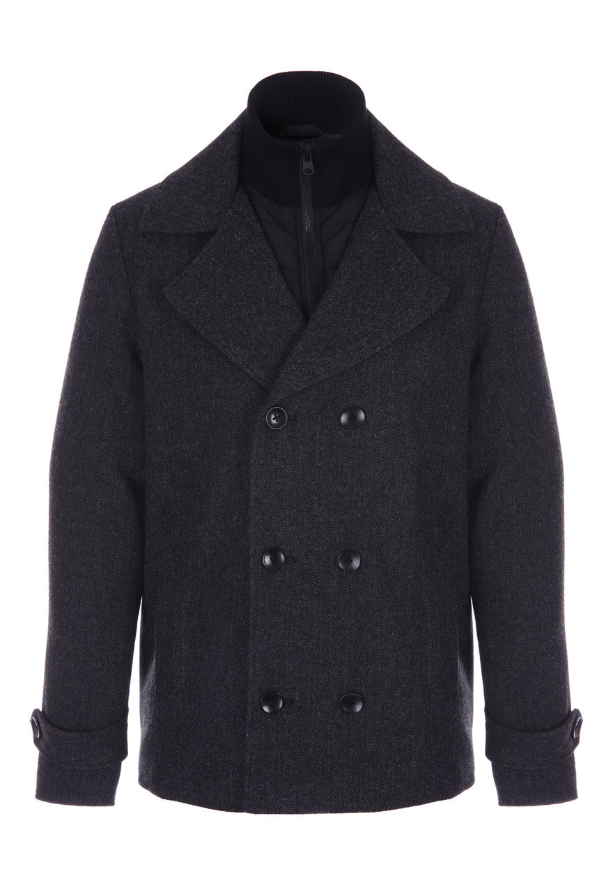 Mens Dark Grey Herringbone Jacket