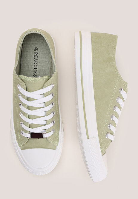 Womens Khaki Casual Lace Up Trainers