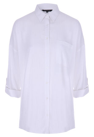 Womens White Linen Blend Shirt
