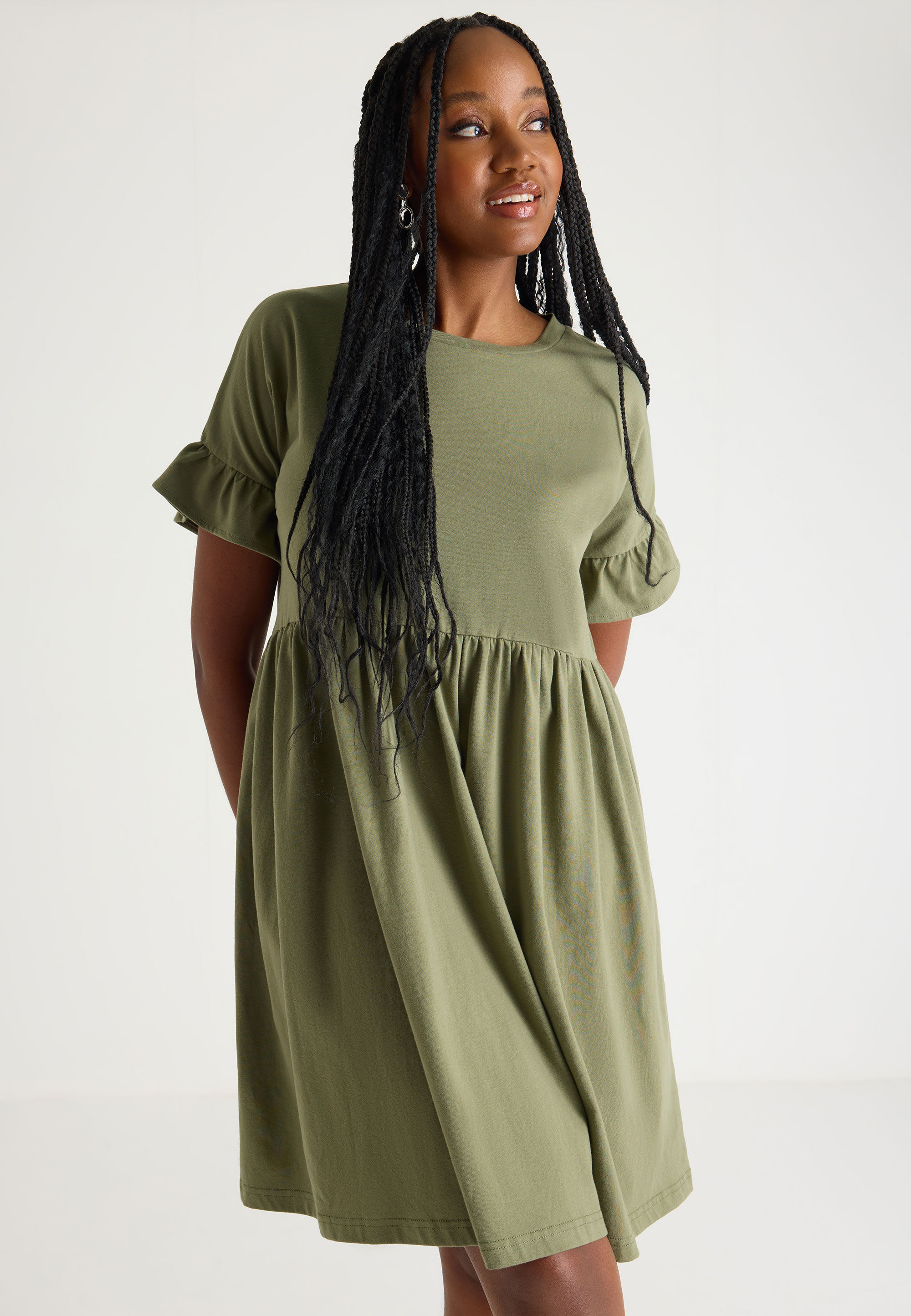 Frill sleeve t shirt dress top