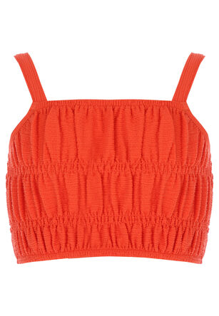 Older Girls Red Textured Crop Top