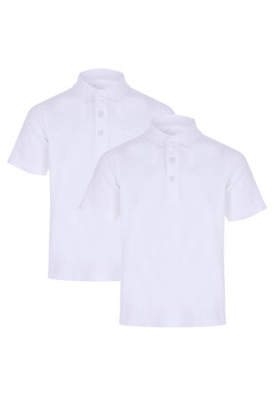 Older Boys White 2pk Polo Shirts