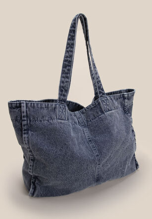 Womens Blue Denim Oversized Tote Bag