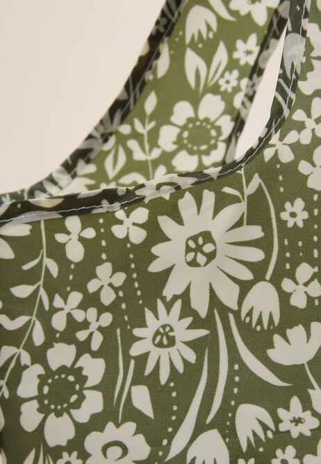Green Floral Foldable Eco Shopper Tote 