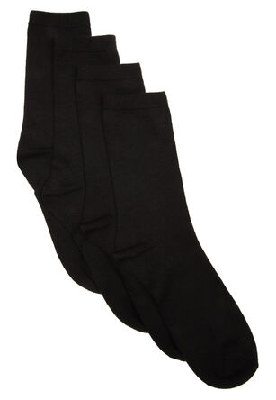 Womens 4pk Plain Black Ankle Socks 