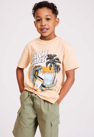 Younger Boys Light Orange Dinosaur T-shirt