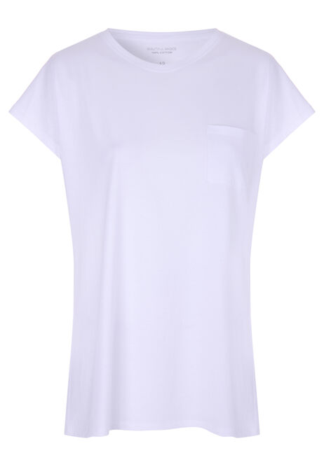 Womens White Small Pocket T-Shirt