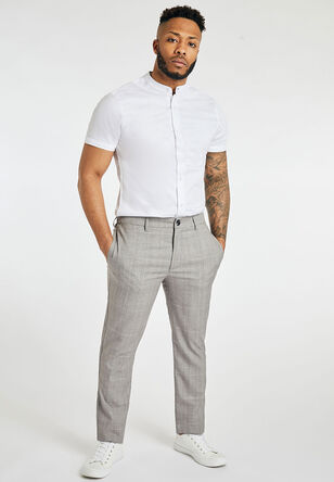 Mens Grey Check Smart Slim Fit Trousers