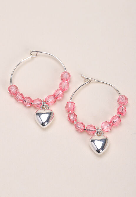 Womens Pink Beaded Silver Earrings